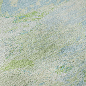 HomeRoots 9' X 12' Abstract Washable Area Rug in Mint Green & Sky Blue - Durable, UV-Protected & Stylish! 693131