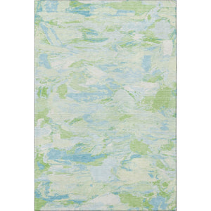 HomeRoots 9' X 12' Abstract Washable Area Rug in Mint Green & Sky Blue - Durable, UV-Protected & Stylish! 693131