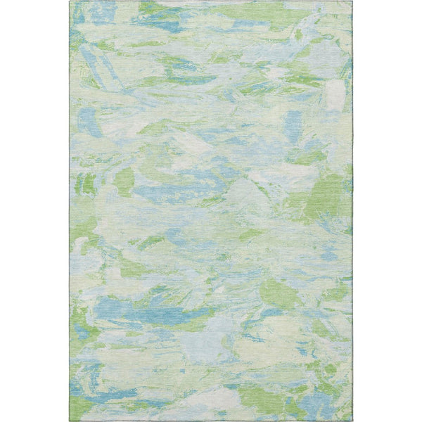 HomeRoots 9' X 12' Abstract Washable Area Rug in Mint Green & Sky Blue - Durable, UV-Protected & Stylish! 693131
