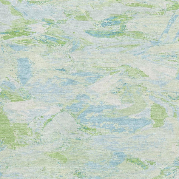 HomeRoots 10' X 14' Stylish Mint Green, Sky Blue & Ivory Abstract Washable Area Rug with UV Protection & Durability 693132