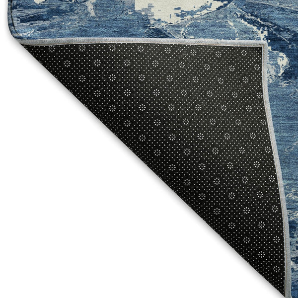 HomeRoots 5' X 8' Navy Blue & Ivory Abstract Area Rug - Modern, Washable, UV Protected, Non-Slip Design 693134