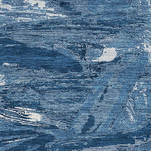 HomeRoots 9' X 12' Navy Blue & Ivory Abstract Area Rug - Washable, UV-Protected, Durable & Stylish Design 693137
