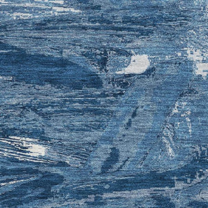 HomeRoots 10' X 14' Navy Blue Ivory Abstract Washable Area Rug – Stain-Resistant, UV-Protected, Non-Slip Design 693138