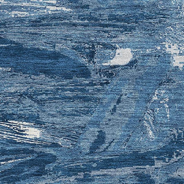 HomeRoots 10' X 14' Navy Blue Ivory Abstract Washable Area Rug – Stain-Resistant, UV-Protected, Non-Slip Design 693138