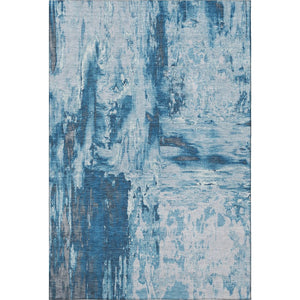 HomeRoots 10' X 14' Abstract Denim Blue, Silver & Gray Washable Area Rug with UV Protection for Homes 693144