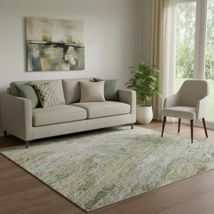 HomeRoots 5' X 8' Khaki And Silver Abstract Washable Area Rug – Durable, Stain Resistant & UV Protected Design 693146