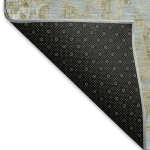HomeRoots 5' X 8' Khaki And Silver Abstract Washable Area Rug – Durable, Stain Resistant & UV Protected Design 693146