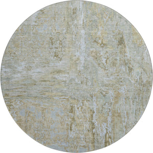 HomeRoots 8' X 8' Khaki and Silver Modern Abstract Round Rug - Washable, UV Protected, Stain-Resistant, Durable 693147