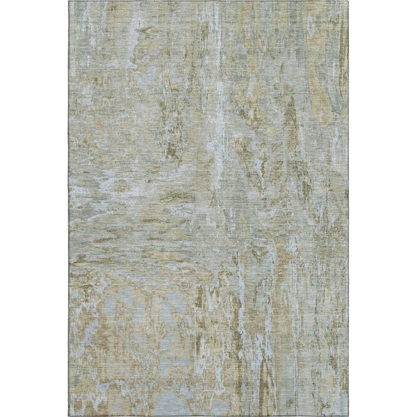 HomeRoots 9' X 12' Khaki & Silver Abstract Area Rug - Washable, UV Protected, Soft, Modern Design for Homes 693149