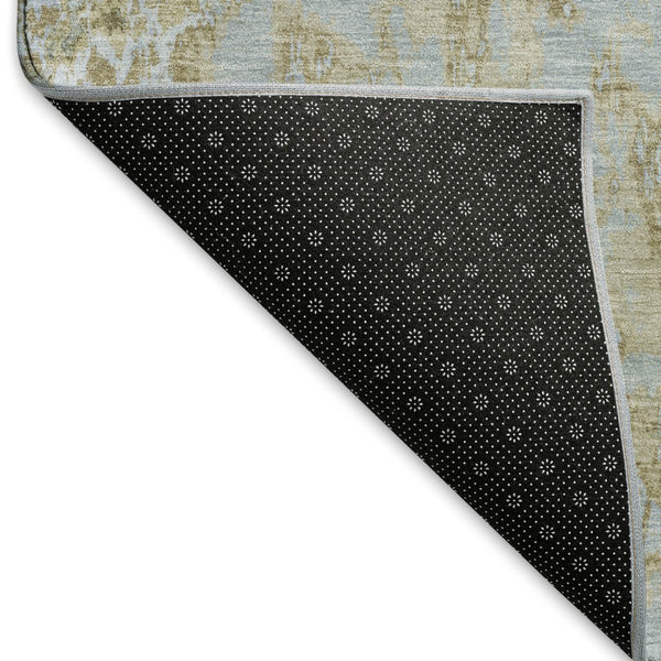 HomeRoots 9' X 12' Khaki & Silver Abstract Area Rug - Washable, UV Protected, Soft, Modern Design for Homes 693149