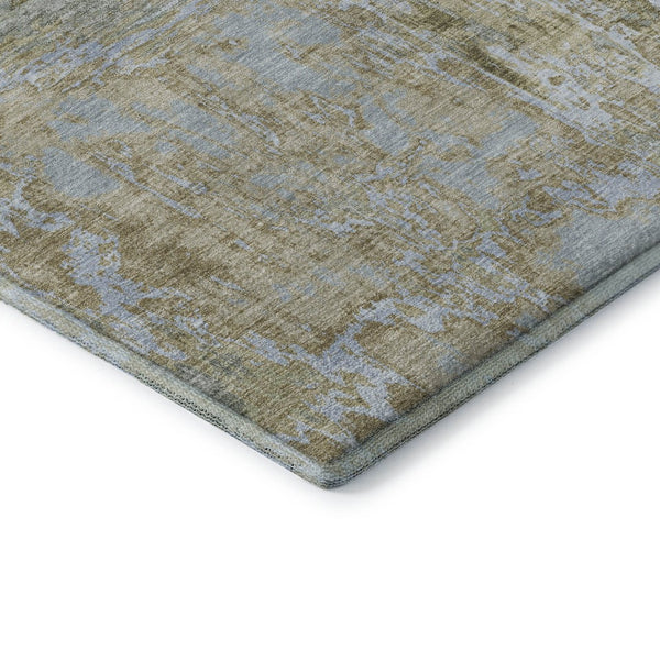 HomeRoots 9' X 12' Khaki & Silver Abstract Area Rug - Washable, UV Protected, Soft, Modern Design for Homes 693149