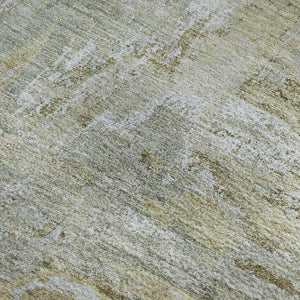 HomeRoots 9' X 12' Khaki & Silver Abstract Area Rug - Washable, UV Protected, Soft, Modern Design for Homes 693149