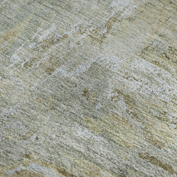 HomeRoots 9' X 12' Khaki & Silver Abstract Area Rug - Washable, UV Protected, Soft, Modern Design for Homes 693149