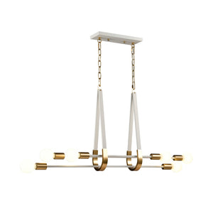 Sabine 42'' Wide 6-Light Linear Chandelier - Textured White with Brushed Gold 69315/6 Elk Lighting