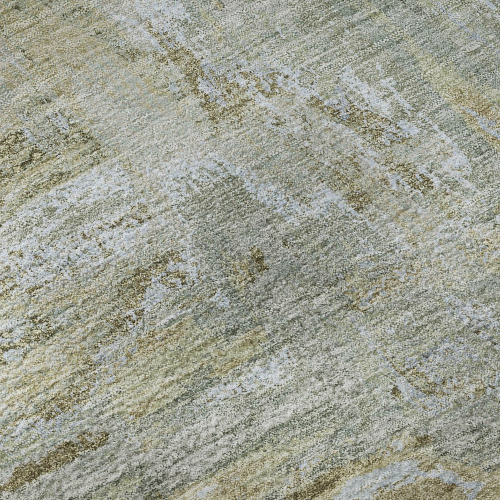HomeRoots 10' Khaki & Silver Abstract Washable Area Rug - UV Protected, Durable, Stain-Resistant Design for Homes 693150