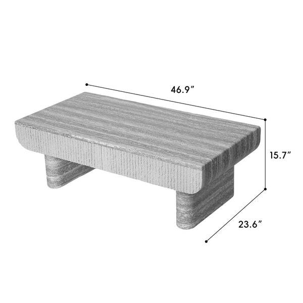 English Elm Coffee Table Oval Silhouette Fluted Drawer Mdf Mid Century Modern Living Room W3040P428630