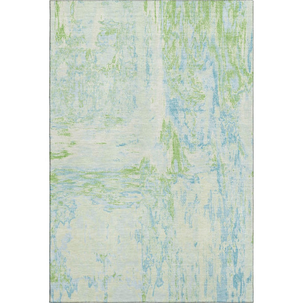 HomeRoots 8' Mint Green & Blue Abstract Area Rug – Durable, Washable, UV-Protected for Stylish Spaces! 693154