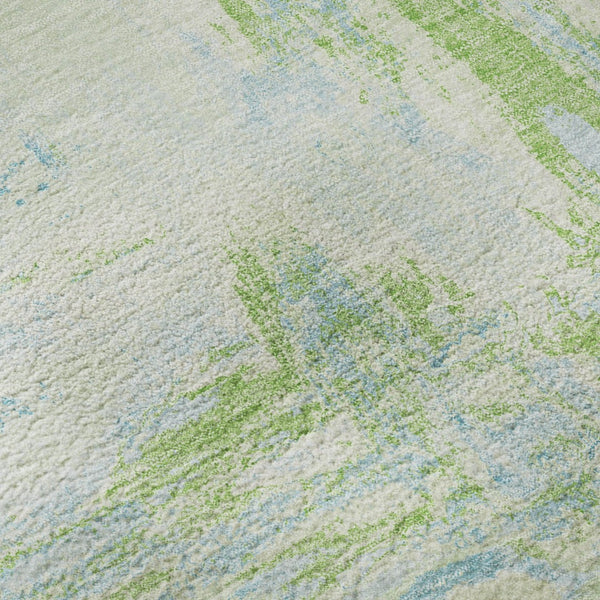 HomeRoots 8' Mint Green & Blue Abstract Area Rug – Durable, Washable, UV-Protected for Stylish Spaces! 693154