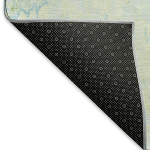 HomeRoots 9' X 12' Mint Green and Blue Abstract Area Rug - Washable, UV Protected, Perfect for Busy Homes! 693155