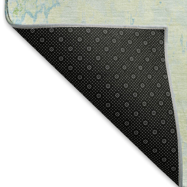 HomeRoots 10' Mint Green & Blue Abstract Washable Area Rug - UV Protected, Durable, Perfect for High-Traffic Spaces 693156