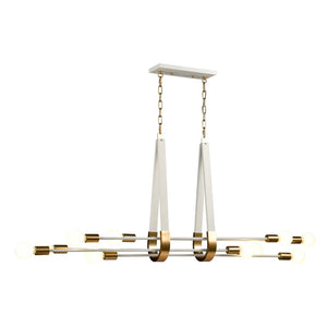 Sabine 58'' Wide 10-Light Linear Chandelier - Textured White with Brushed Gold 69316/10 Elk Lighting