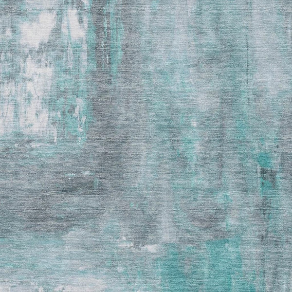 HomeRoots 10' X 14' Stylish Teal Gray Silver Washable Area Rug with UV Protection for Homes with Kids & Pets 693162