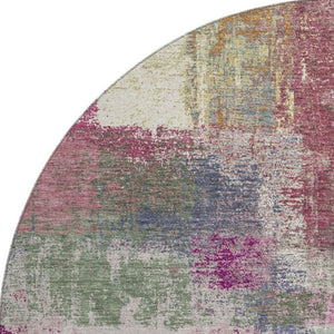 HomeRoots 8' X 8' Blush Purple and Gray Abstract Washable Round Rug with UV Protection for Modern Spaces 693165