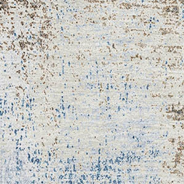 HomeRoots 5' X 8' Khaki, Silver & Blue Abstract Washable Area Rug - UV Protection & Easy Care for Homes 693170
