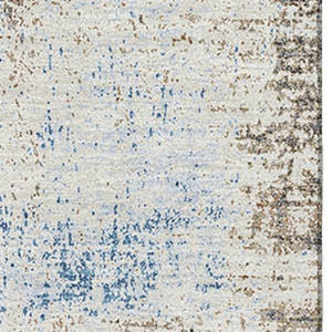 HomeRoots 8' Modern Abstract Washable Area Rug in Khaki, Silver & Blue – UV Protected, Durable & Stylish 693172