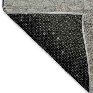 HomeRoots 10' Contemporary Khaki Silver & Blue Abstract Washable Area Rug with UV Protection for Indoor/Outdoor Use 693174