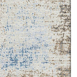 HomeRoots 10' Contemporary Khaki Silver & Blue Abstract Washable Area Rug with UV Protection for Indoor/Outdoor Use 693174