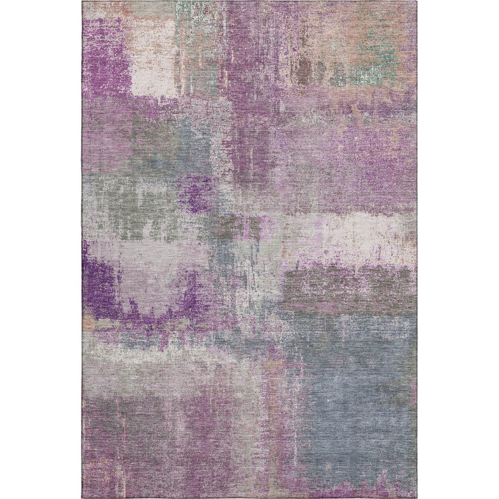 HomeRoots 5' X 8' Abstract Area Rug in Lavender Blue & Ivory – Washable, UV-Protected, Stain-Resistant Design! 693182