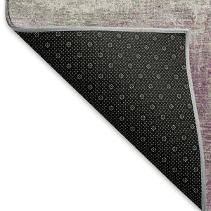 HomeRoots 8' X 8' Modern Abstract Round Rug in Lavender Blue & Ivory - Washable, UV-Protected & Durable Design 693183