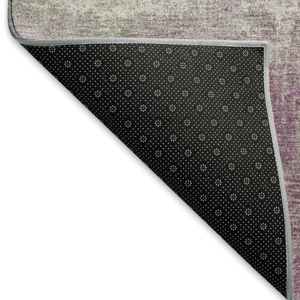 HomeRoots 8' X 8' Modern Abstract Round Rug in Lavender Blue & Ivory - Washable, UV-Protected & Durable Design 693183