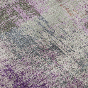 HomeRoots 8' X 8' Modern Abstract Round Rug in Lavender Blue & Ivory - Washable, UV-Protected & Durable Design 693183