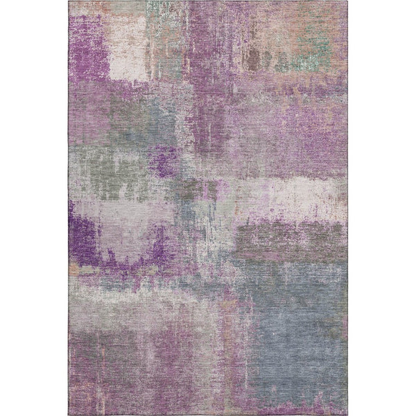 HomeRoots 8' Abstract Lavender Blue & Ivory Washable Area Rug with Non-Slip Backing & UV Protection 693184