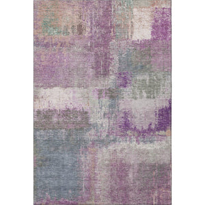 HomeRoots 8' Abstract Lavender Blue & Ivory Washable Area Rug with Non-Slip Backing & UV Protection 693184