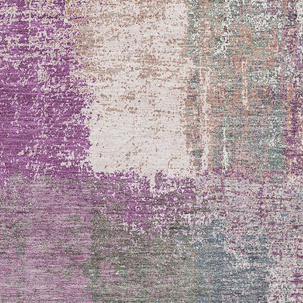 HomeRoots 10' X 14' Lavender Blue & Ivory Abstract Area Rug - Washable, UV Protection, Perfect for Busy Homes! 693186