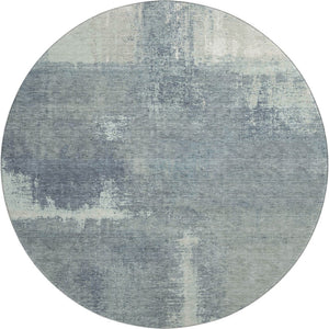 HomeRoots 8' X 8' Sage Ivory and Blue Abstract Round Rug - Washable, UV-Protected, Non-Slip for Family Homes 693189