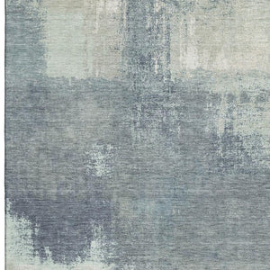 HomeRoots 8' Modern Abstract Washable Area Rug in Sage, Ivory & Blue with UV Protection for Busy Homes 693190