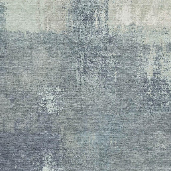 HomeRoots 9' X 12' Sage Ivory Blue Abstract Area Rug - Washable, UV Protected, Non-Slip, Stain Resistant Design 693191