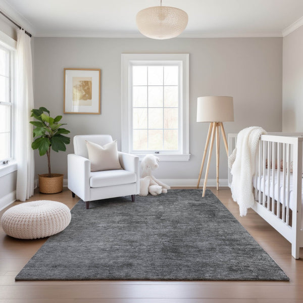 HomeRoots 5' X 8' Gray And Charcoal Abstract Area Rug - Washable, UV Protected, Durable Design for Modern Homes 693194