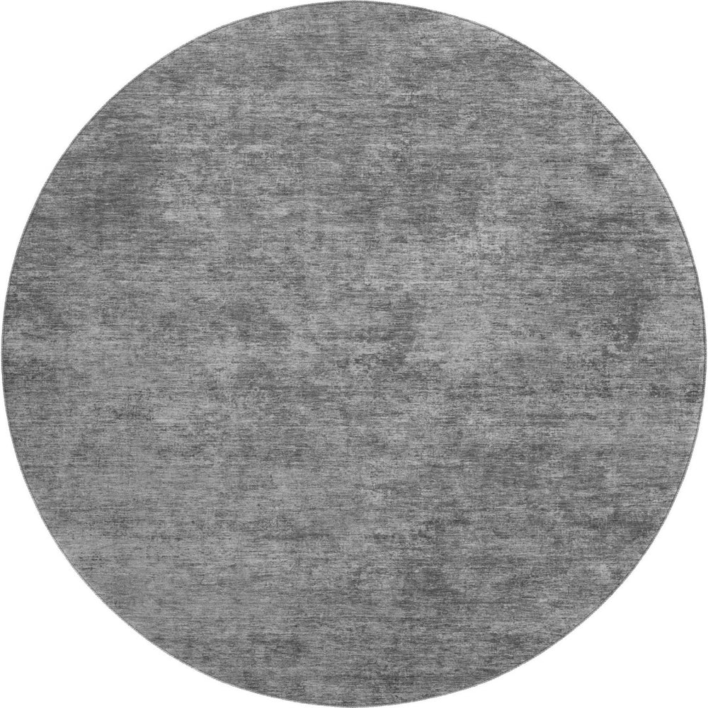 HomeRoots 8' X 8' Stylish Gray and Charcoal Abstract Washable Round Rug with UV Protection for Homes & Pets 693195