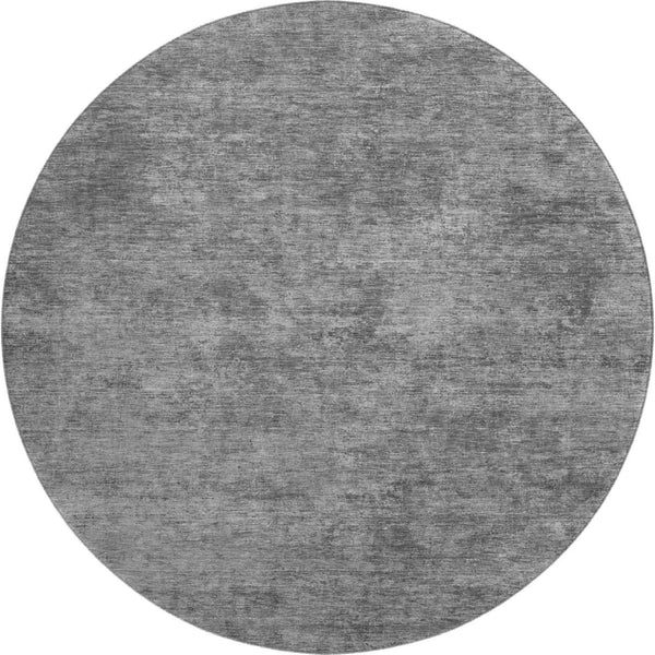 HomeRoots 8' X 8' Stylish Gray and Charcoal Abstract Washable Round Rug with UV Protection for Homes & Pets 693195