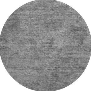 HomeRoots 8' X 8' Stylish Gray and Charcoal Abstract Washable Round Rug with UV Protection for Homes & Pets 693195