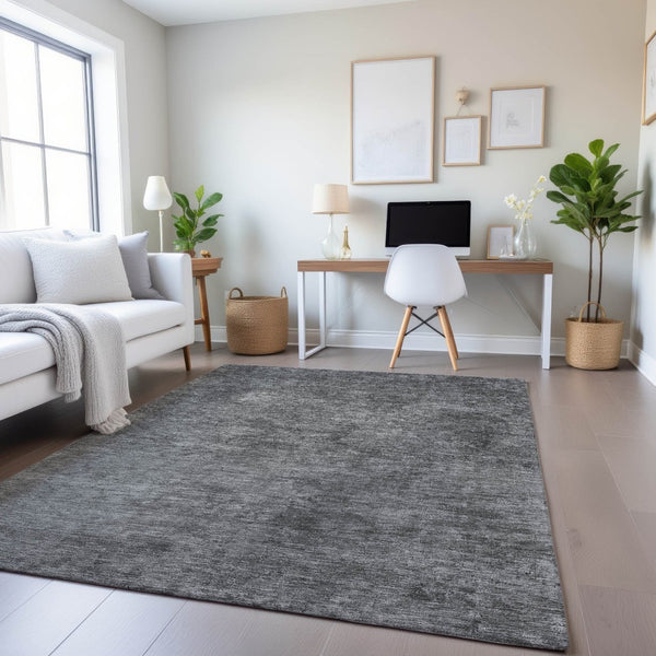 HomeRoots 9' X 12' Gray And Charcoal Abstract Area Rug - Modern, Washable, Stain-Resistant, UV Protected Design 693197
