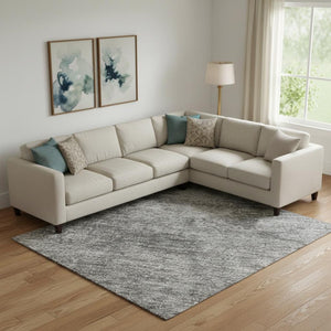 HomeRoots 10' X 14' Stylish Gray and Charcoal Abstract Washable Area Rug with UV Protection for Busy Homes 693198