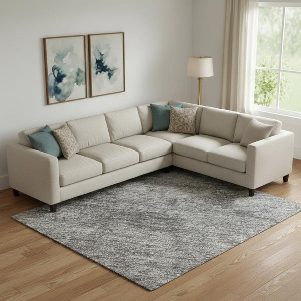 HomeRoots 10' X 14' Stylish Gray and Charcoal Abstract Washable Area Rug with UV Protection for Busy Homes 693198