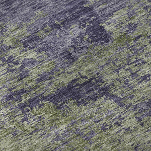 HomeRoots 8' X 8' Modern Olive Green & Purple Abstract Washable Round Rug - UV Protected, Easy Care & Stylish 693201