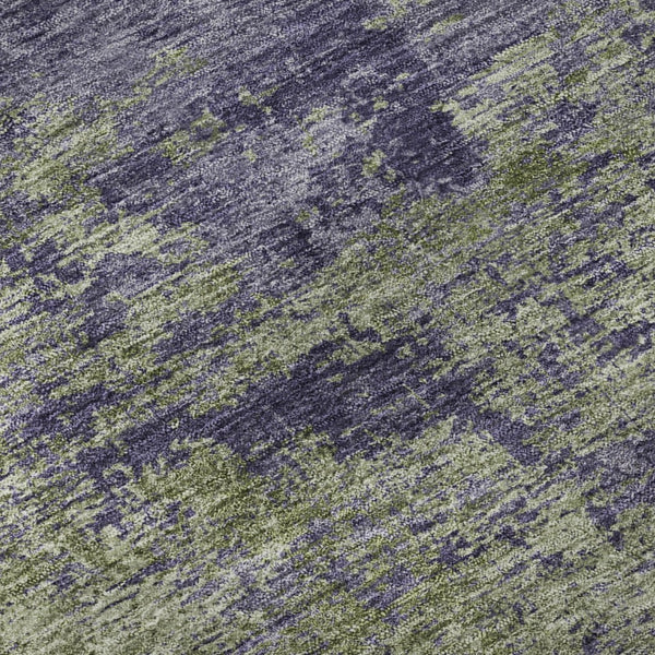 HomeRoots 8' X 8' Modern Olive Green & Purple Abstract Washable Round Rug - UV Protected, Easy Care & Stylish 693201